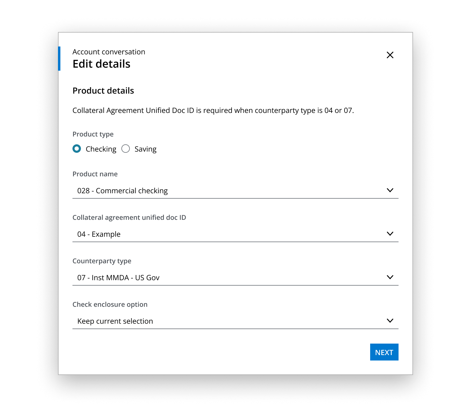 Dialog with pre-header and header text elements.